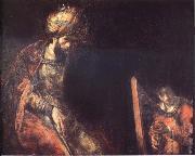 Rembrandt van rijn, David Playing the Harp before Saul